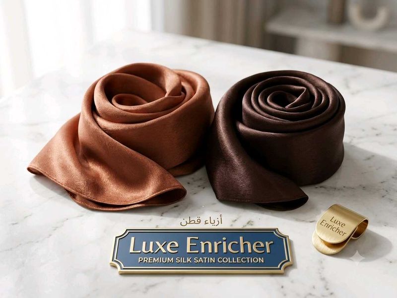 Premium Silk Satin Scarf Set
