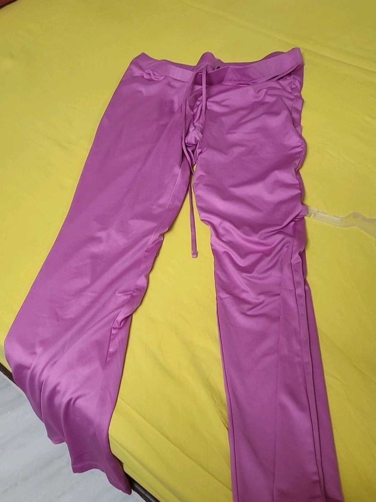 Stylish Ruched Pink Pants