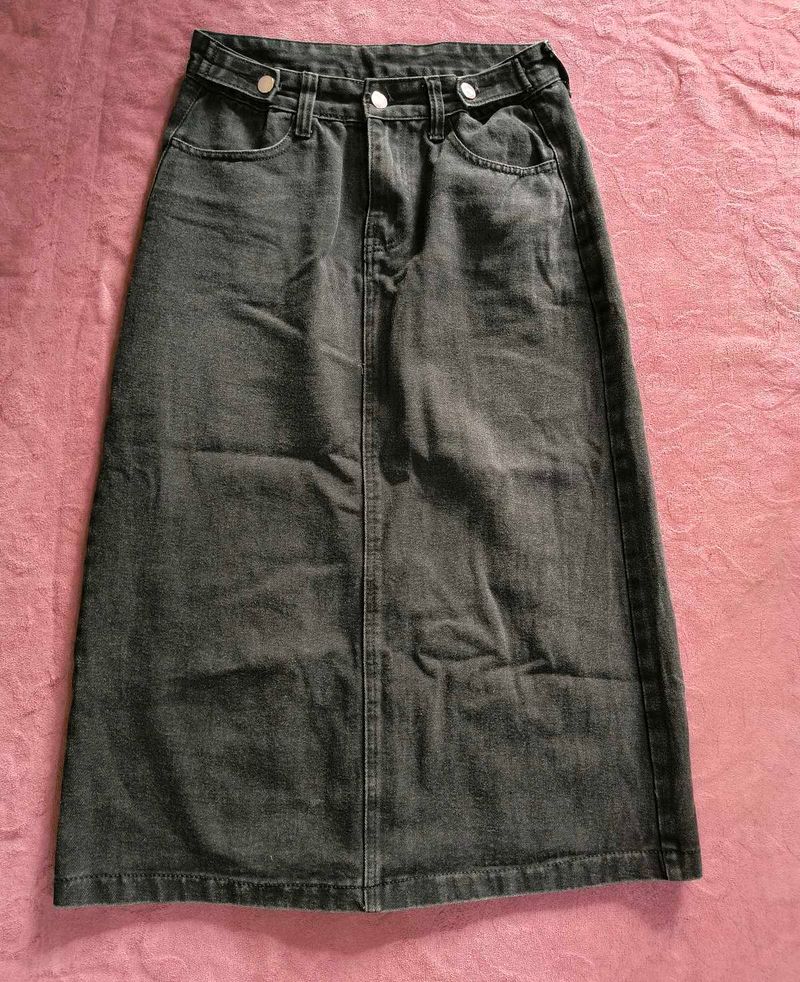 Dark Wash Denim Maxi Skirt