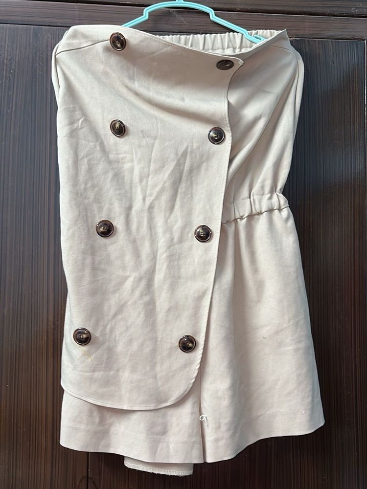 Beige Off Shoulder Dress