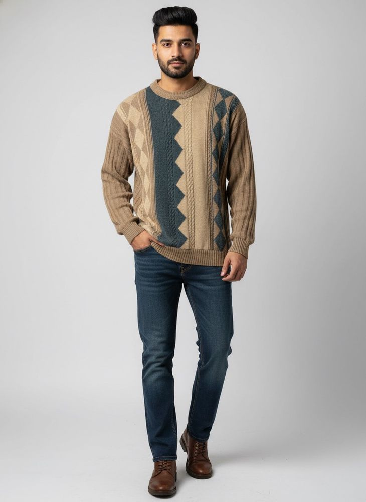 Vintage Patterned Knit Sweater