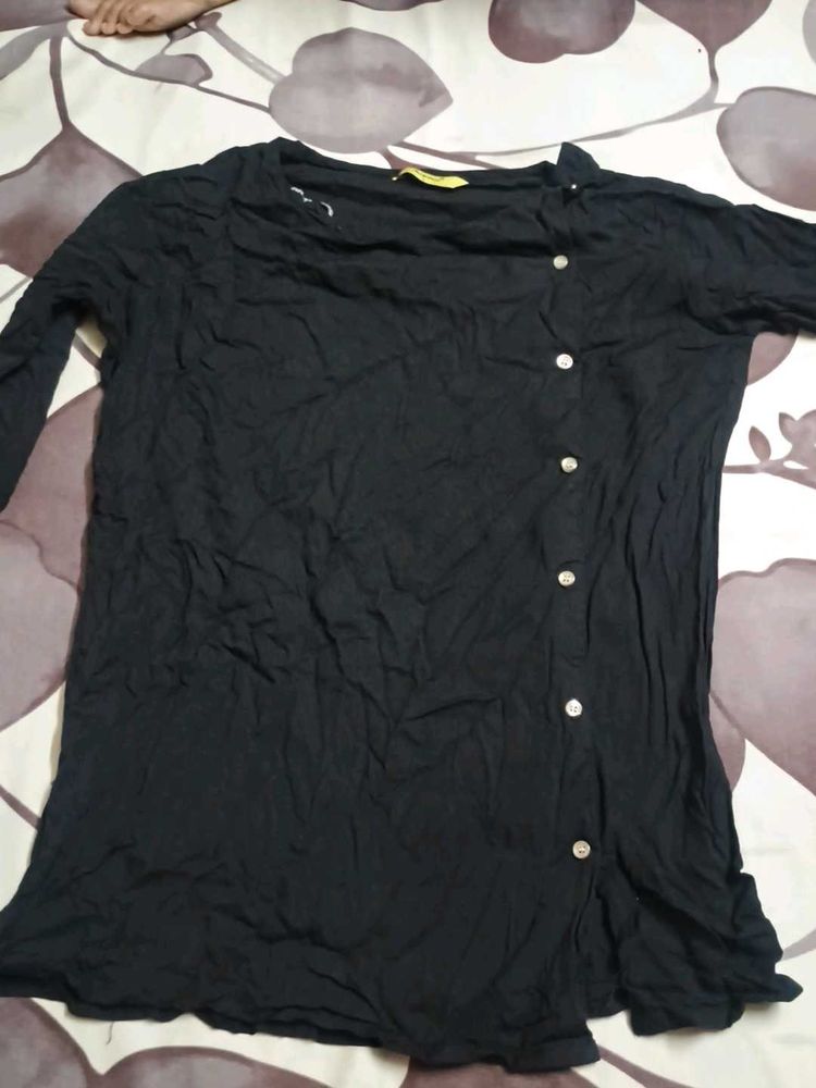 Stylish Black Button-Up Top
