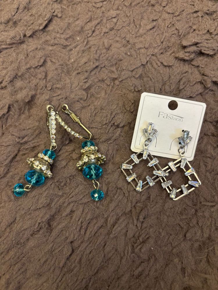 Combo of Elegant Crystal &amp; Blue Bead Earrings