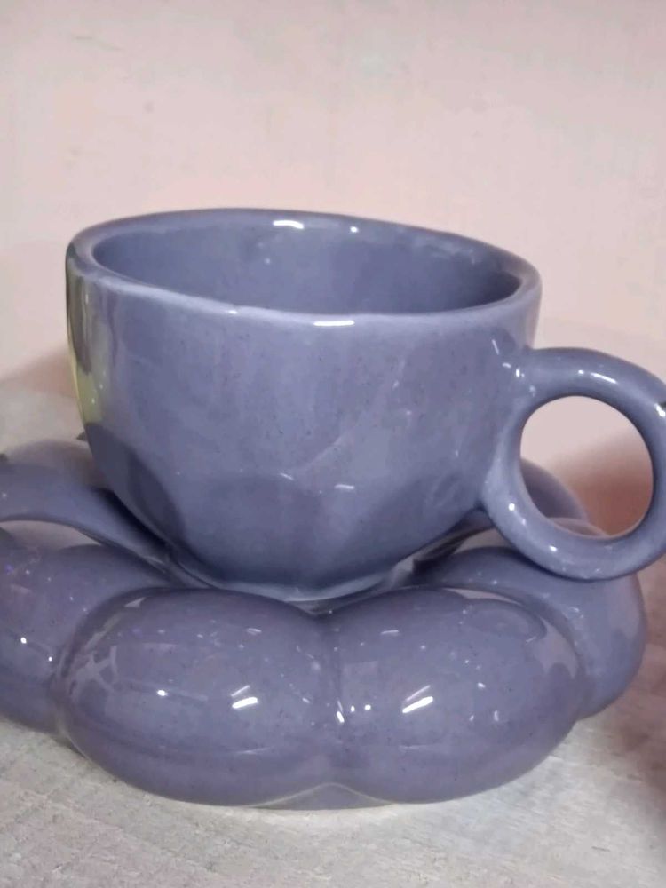 Unique Ceramic Coffee Mug and Saucer Set