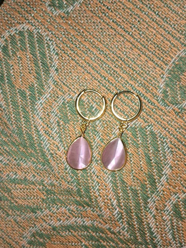 Elegant Pink Teardrop Earrings