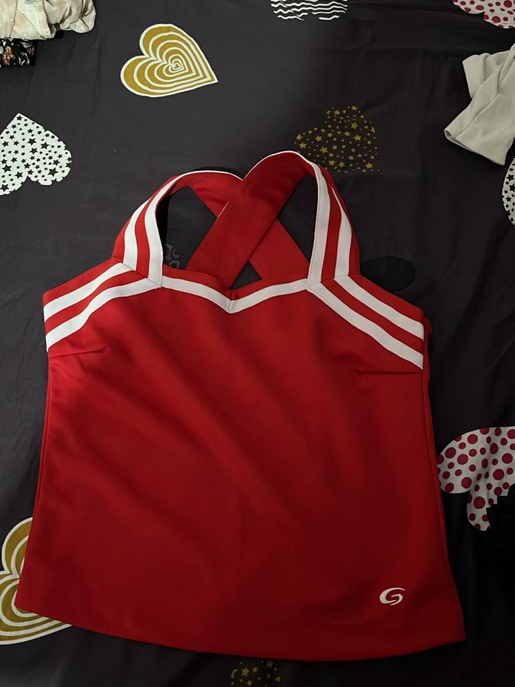 Red Criss Cross Back Top