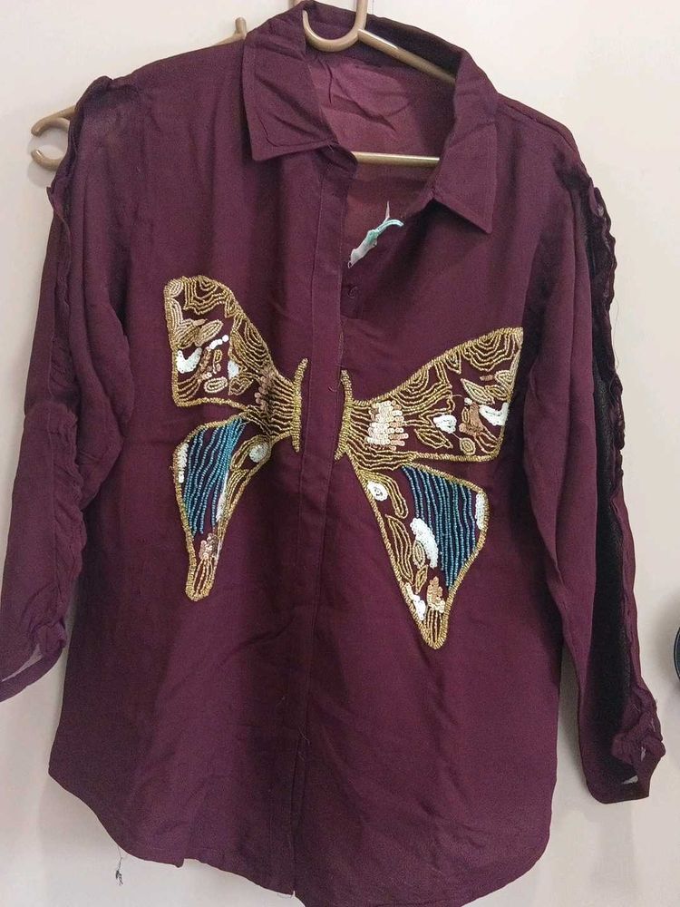 Embellished Butterfly Shirt