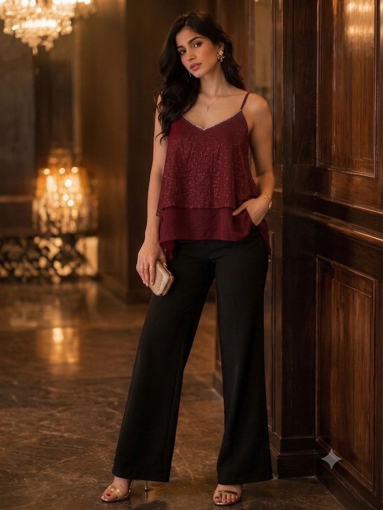 Sparkling Layered Spaghetti Strap Top