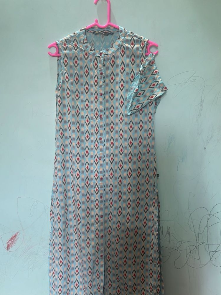 Light Blue Geometric Print Kurta