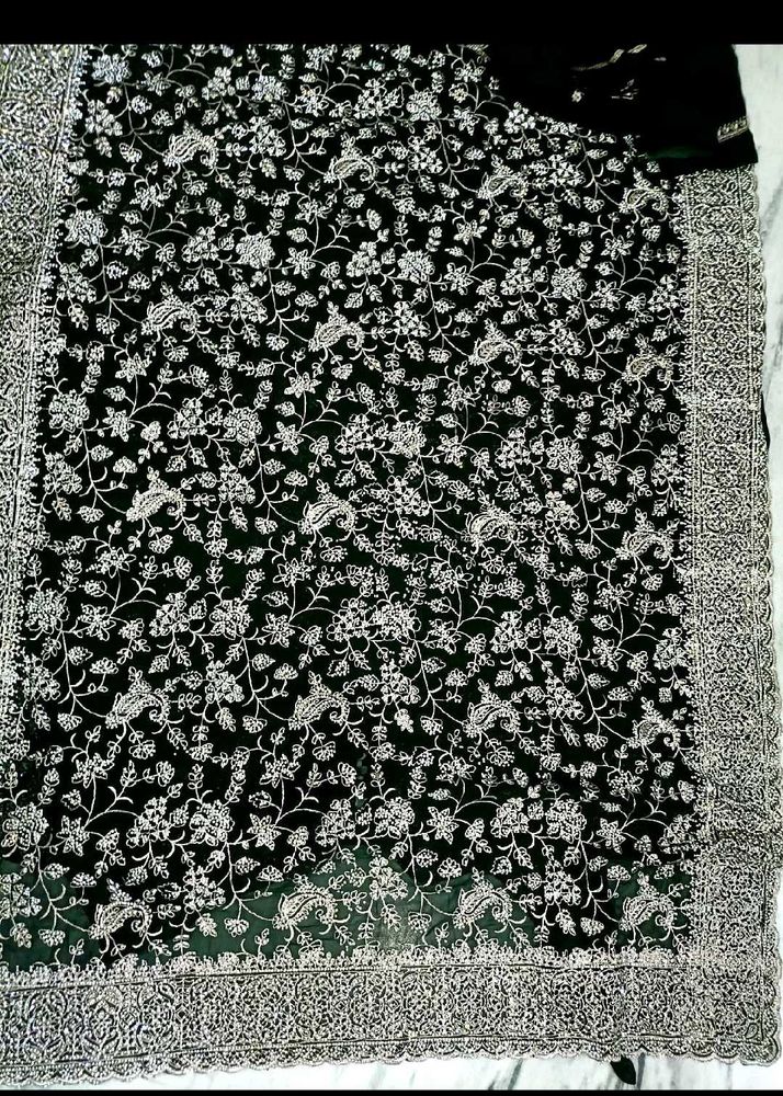Elegant Zardosi Green Saree