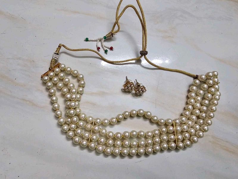 Elegant Pearl Necklace &amp; Earring Set