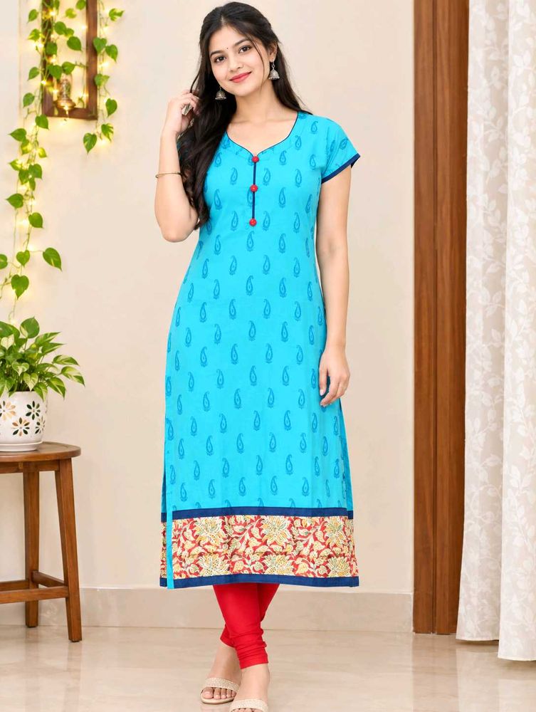 Vibrant Blue Paisley Print Kurta