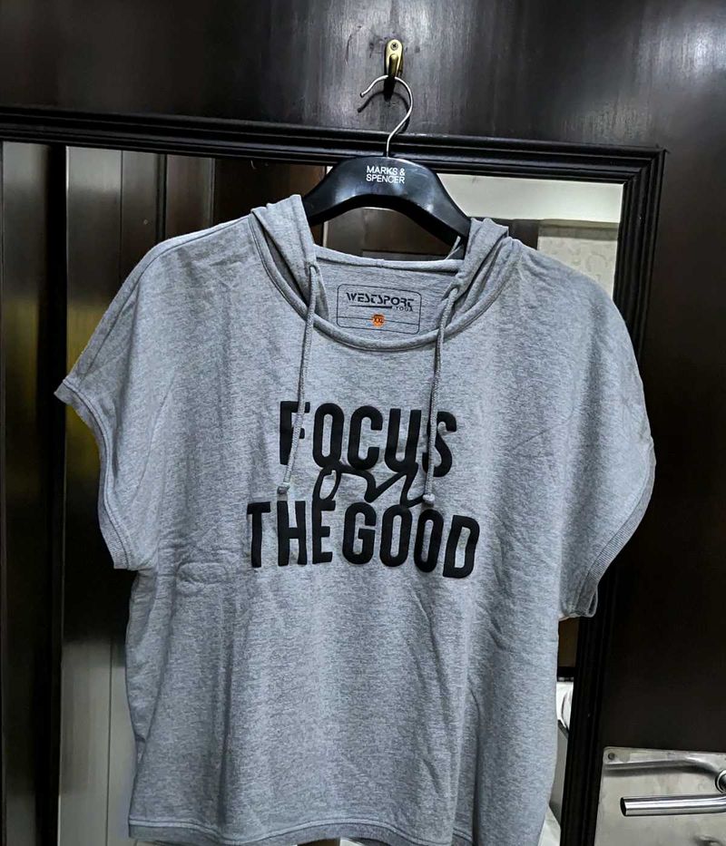 Grey Graphic Print Top