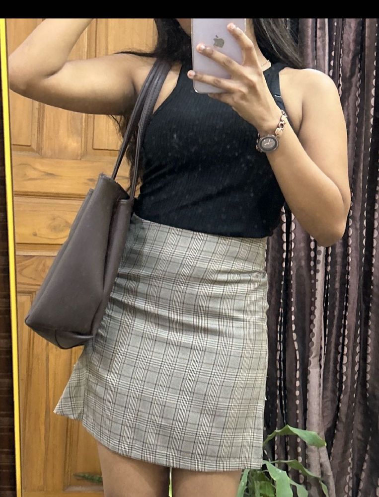 Trendy Plaid Mini Skirt