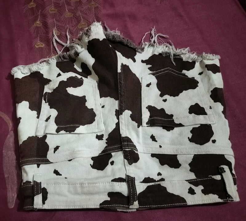 Cow Print Denim shorts