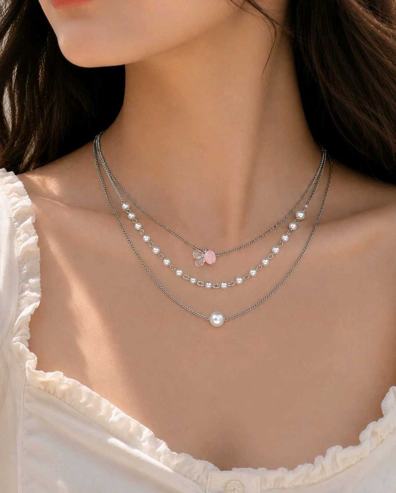 Layered Pearl &amp; Charm Necklace