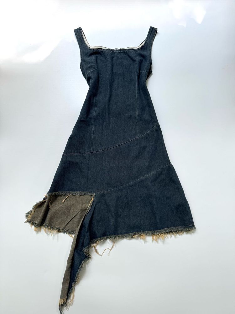 Denim fitted ruffle dress