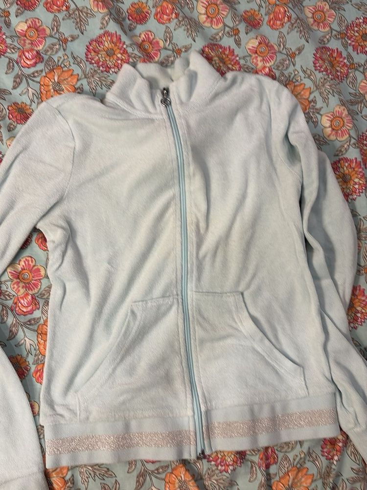 Cute Light Blue Zip-Up Jacket