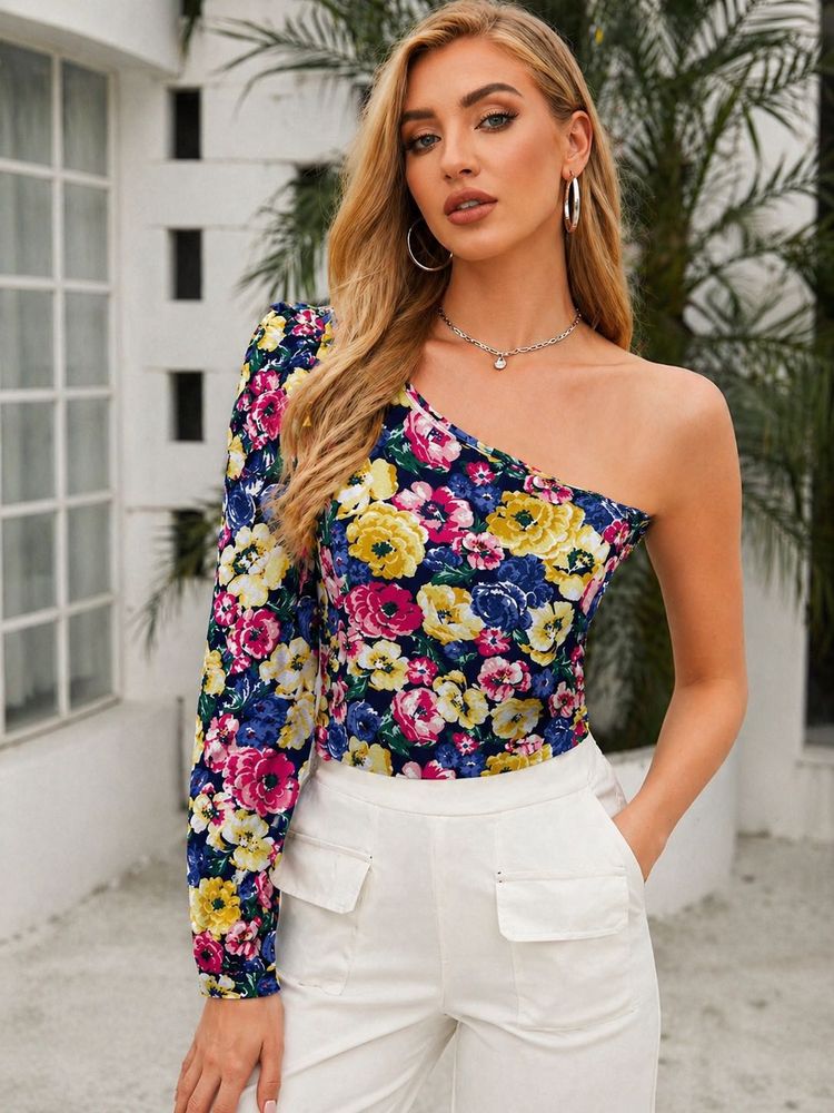 🔴CLEARANCE SALE 🔴 One-Shoulder Floral Top size S