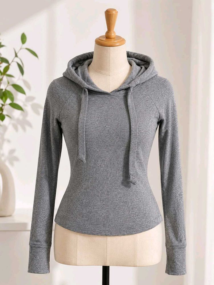 Women's Grey Hoodie Top
