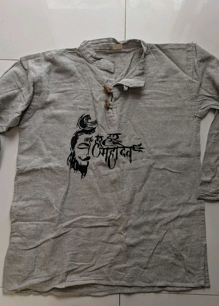 Grey Kurta with Shiva Print