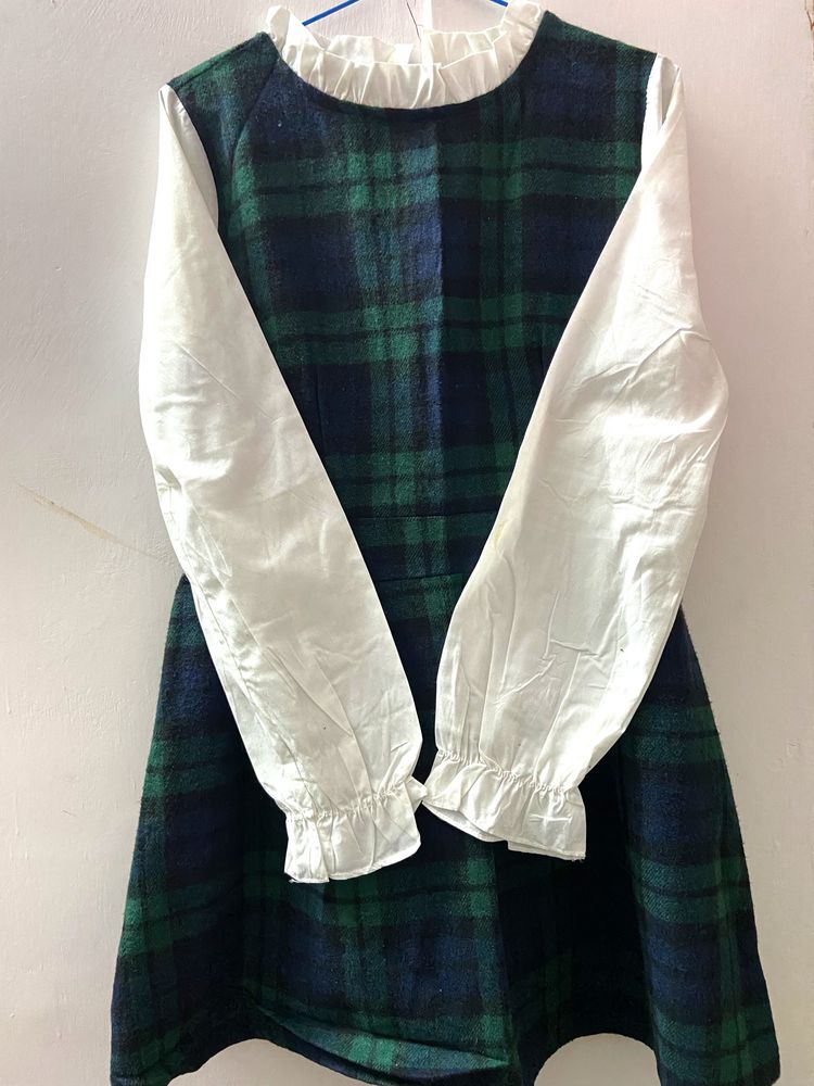 Korean Uniform Style Flannel Dress