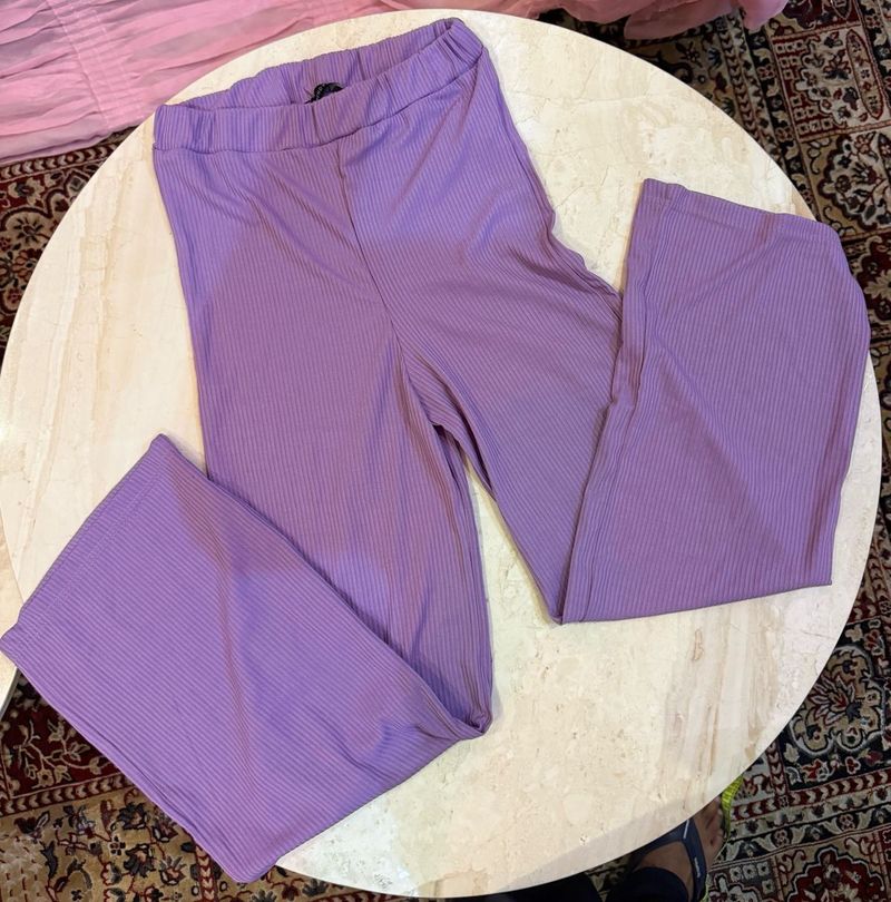 Lavender Ribbed Flare Pants