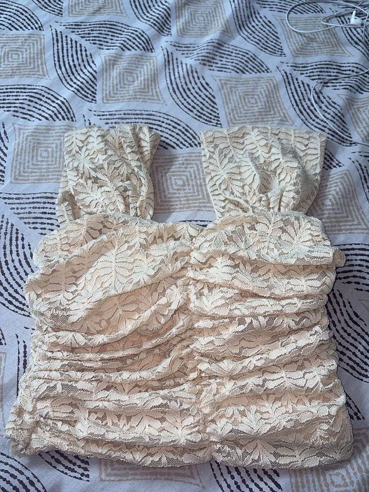 Lace Ruched Crop Top