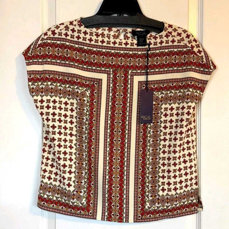 Rachel Roy Printed Cap Sleeve Top