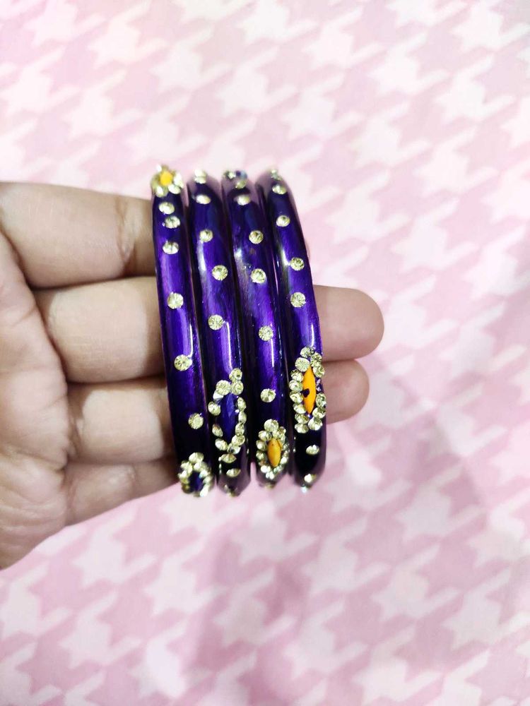 Set Of 4 New Purple Bangles