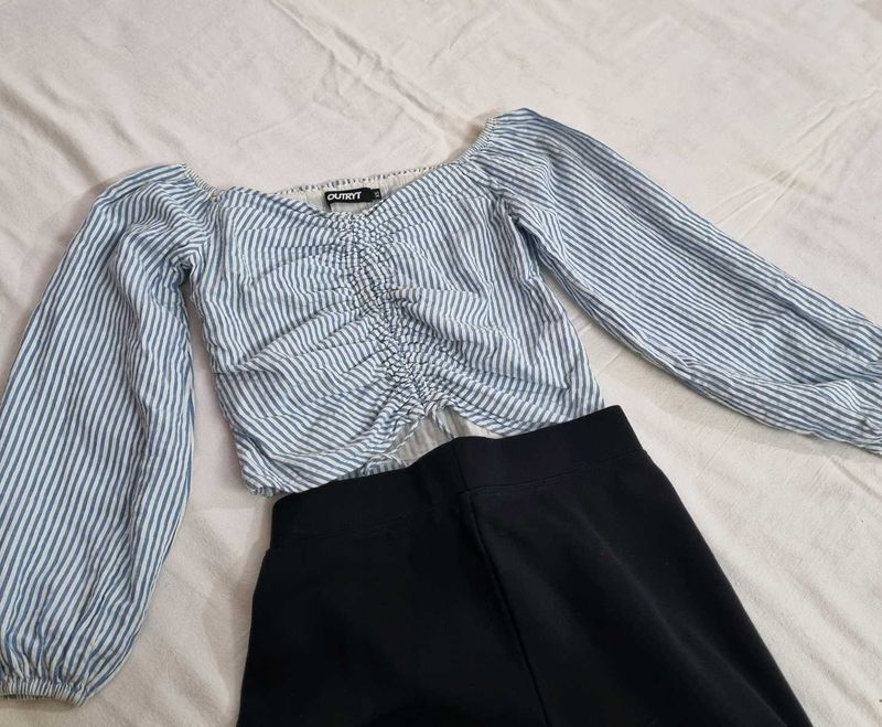 Striped Ruched Crop Top