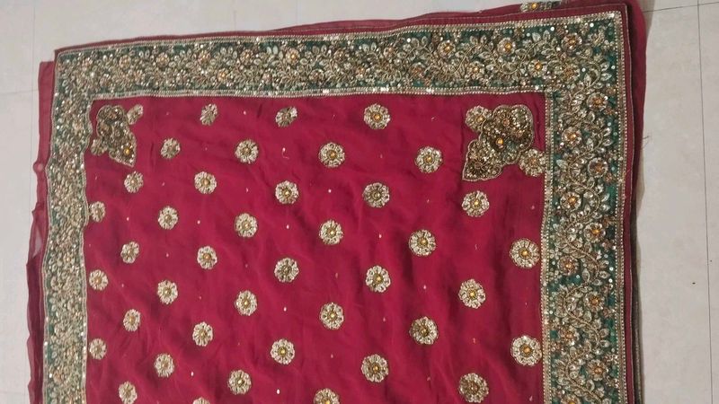 Embellished Pink Silk Saree