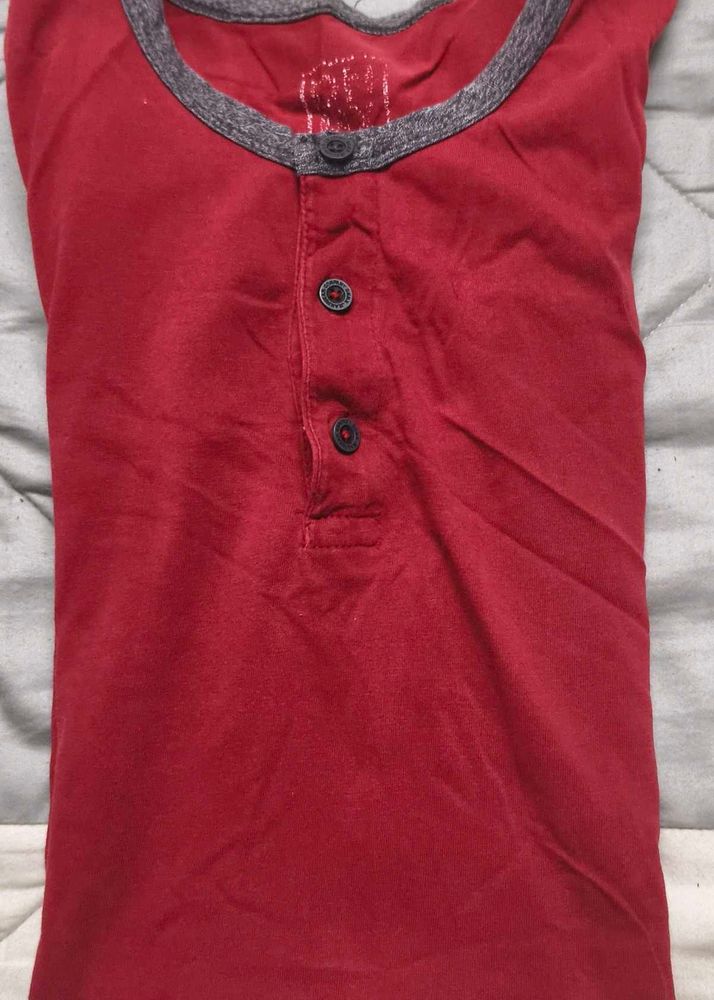 Men's Red Henley T-Shirt