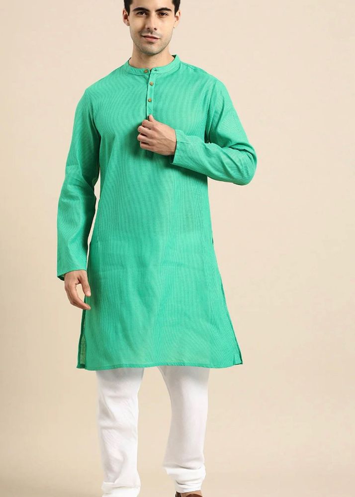 Men's Green Striped Kurta