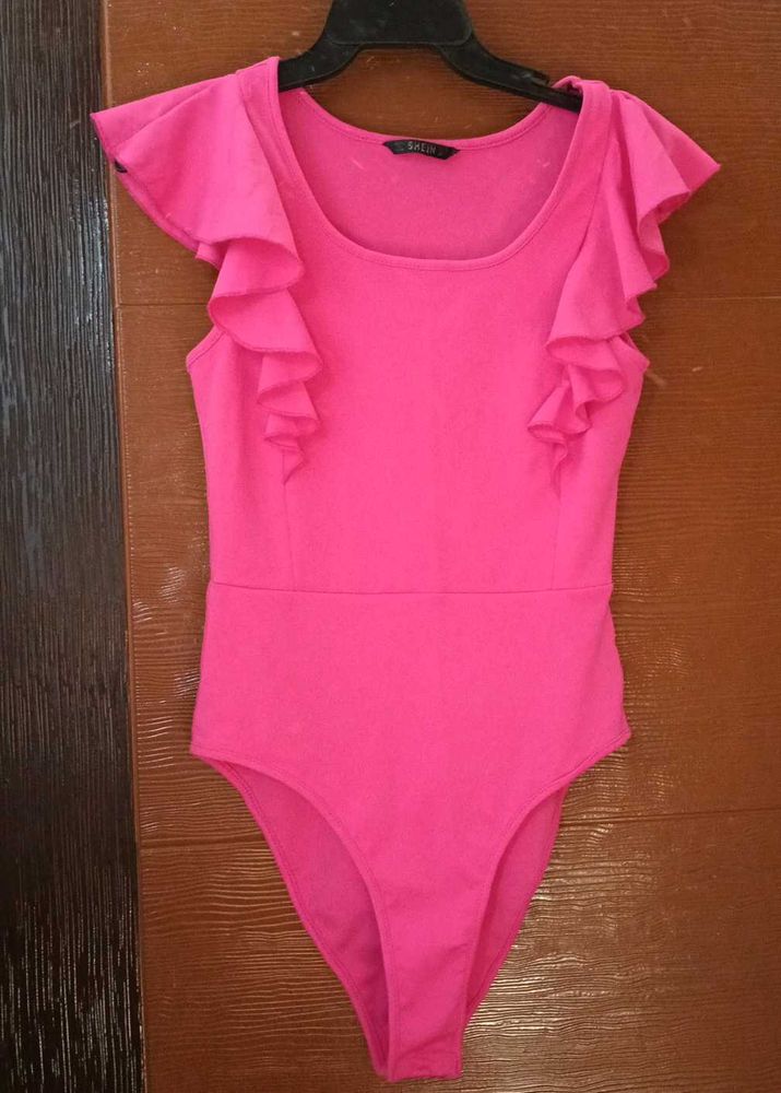 Hot Pink Ruffle Sleeve Bodysuit