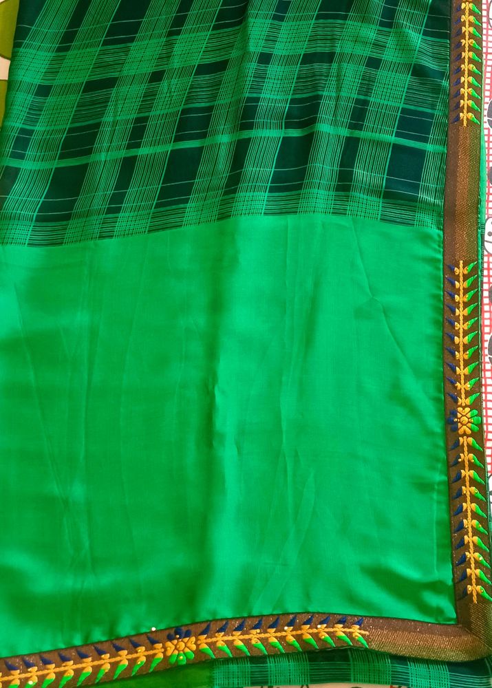 Green Checkered Saree