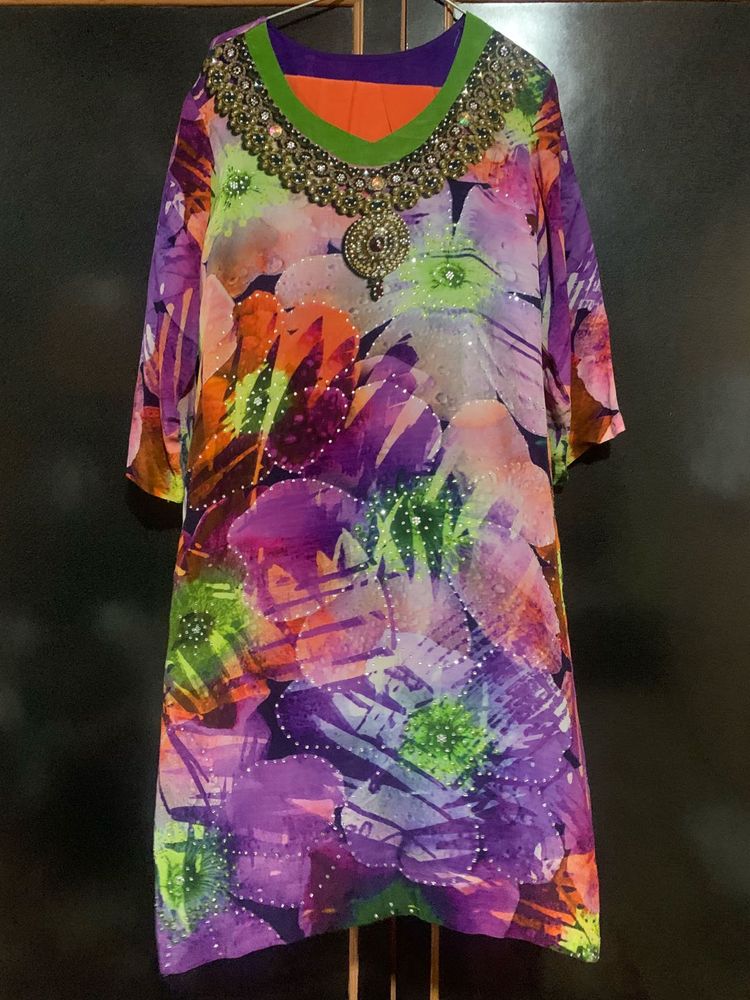 Vibrant Floral Embellished Kurta