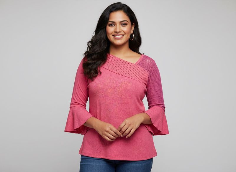 New Chic Pink Bell Sleeve Top
