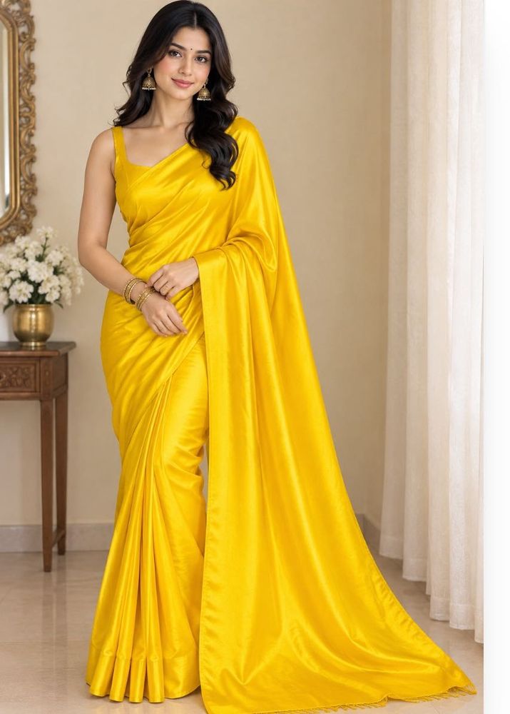 Vibrant Yellow Silk Saree