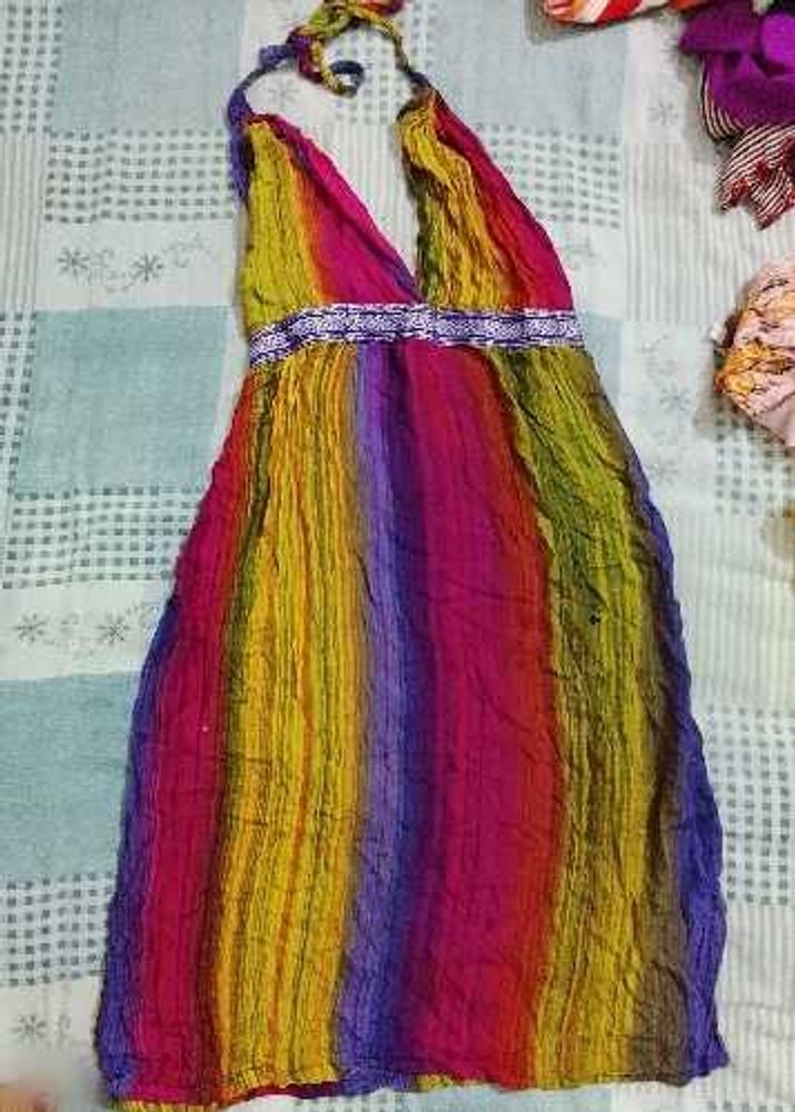 Bohemian Tie-Dye Halter Dress