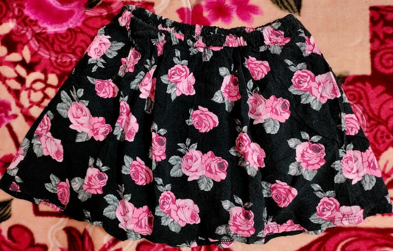 Price Drop-Black Floral Stylish Skirt