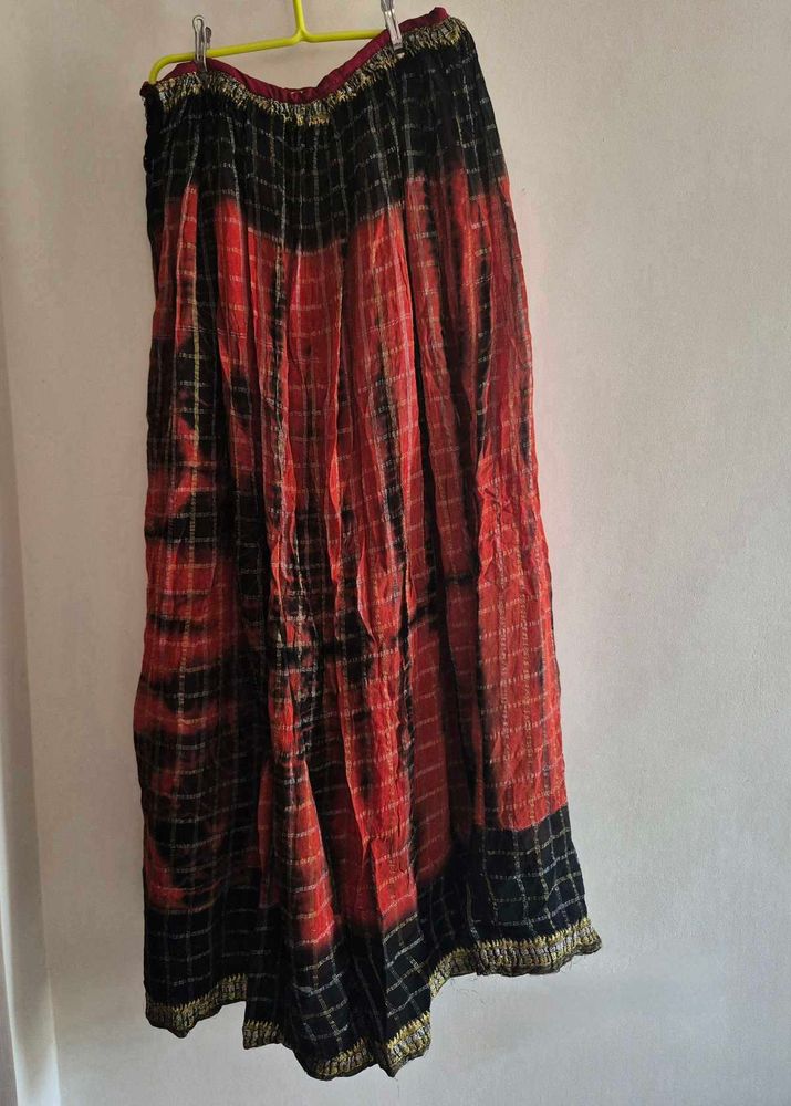 Red &amp; Black Checked Ethnic Skirt