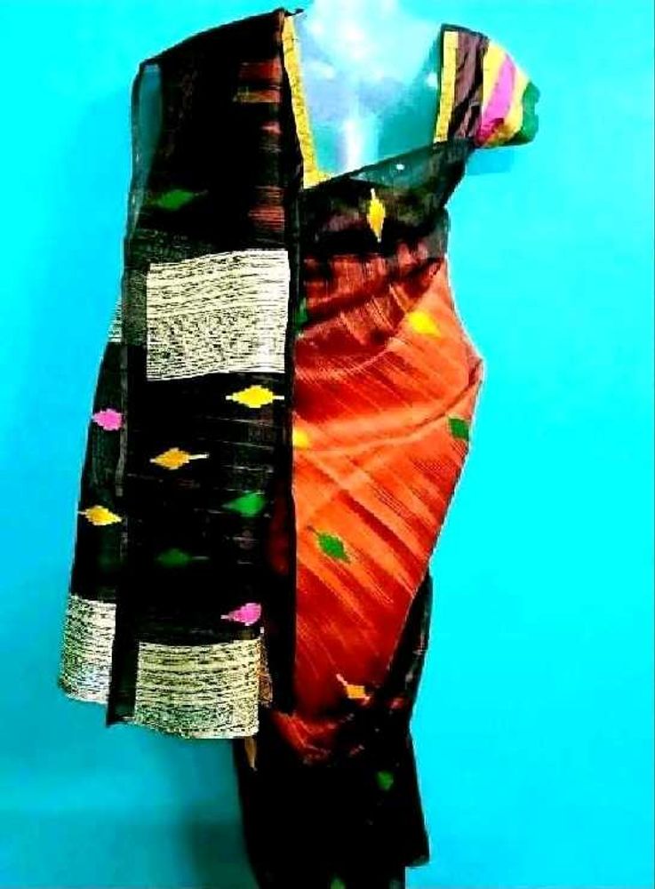 Rust colour organza saree
