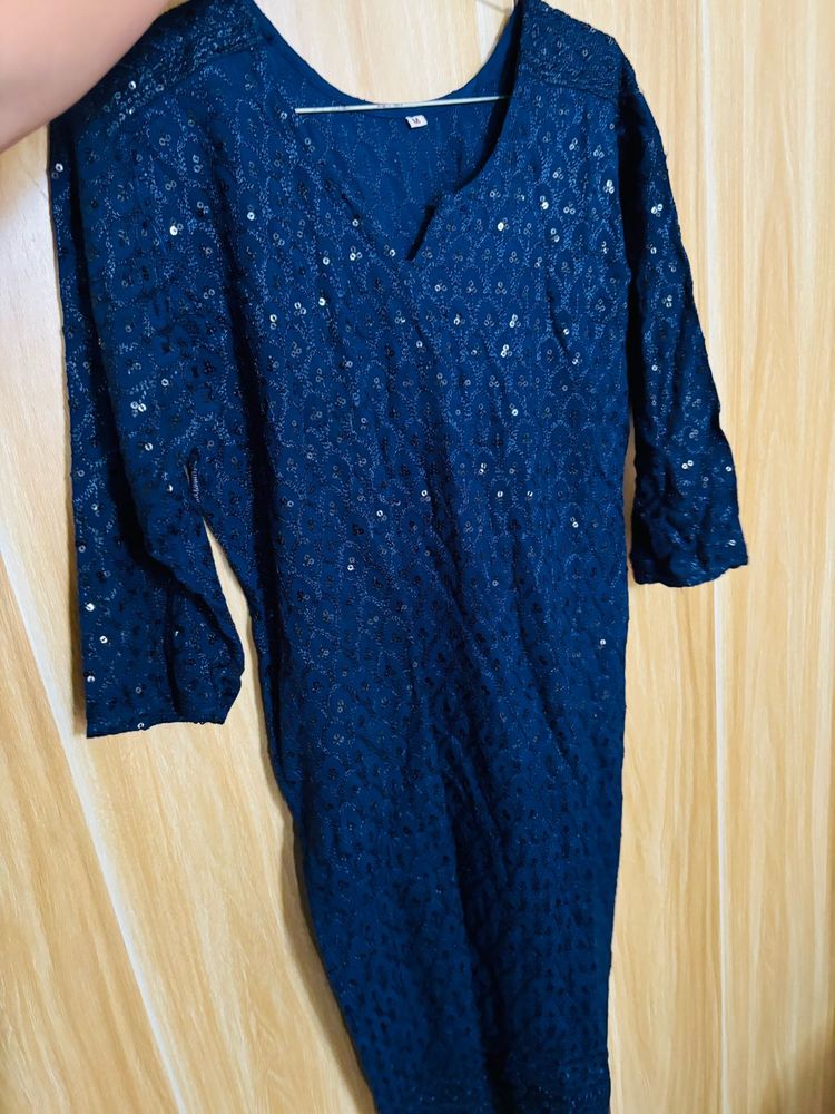 Sparkling Navy Blue Stylish Kurta for women