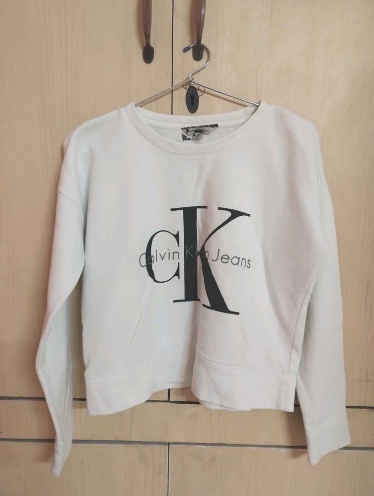 CK Jeans White Graphic Sweatshirt