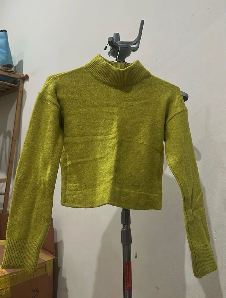 Lime Green Mock Neck Sweater