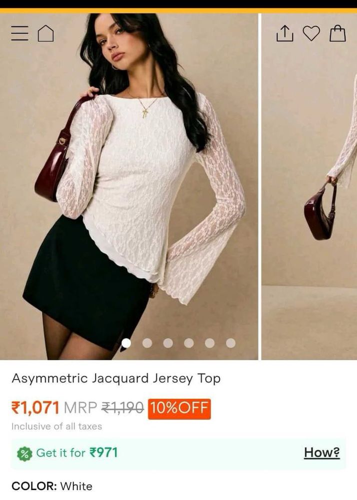 White Lace Asymmetric Jersey Top