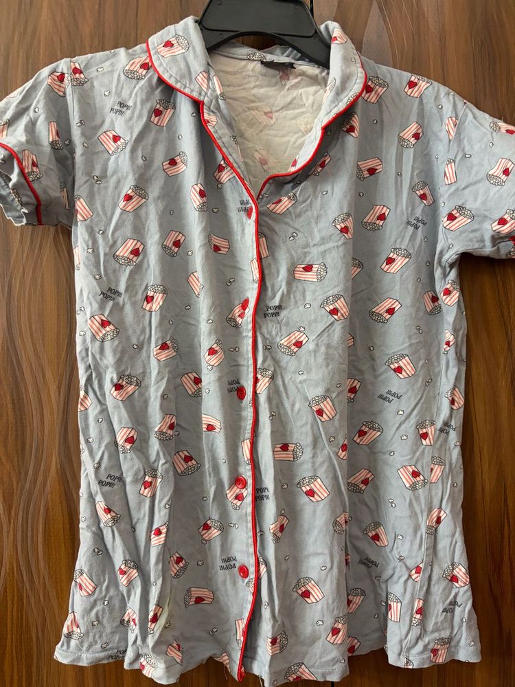 Cute Popcorn Print Pajama Top