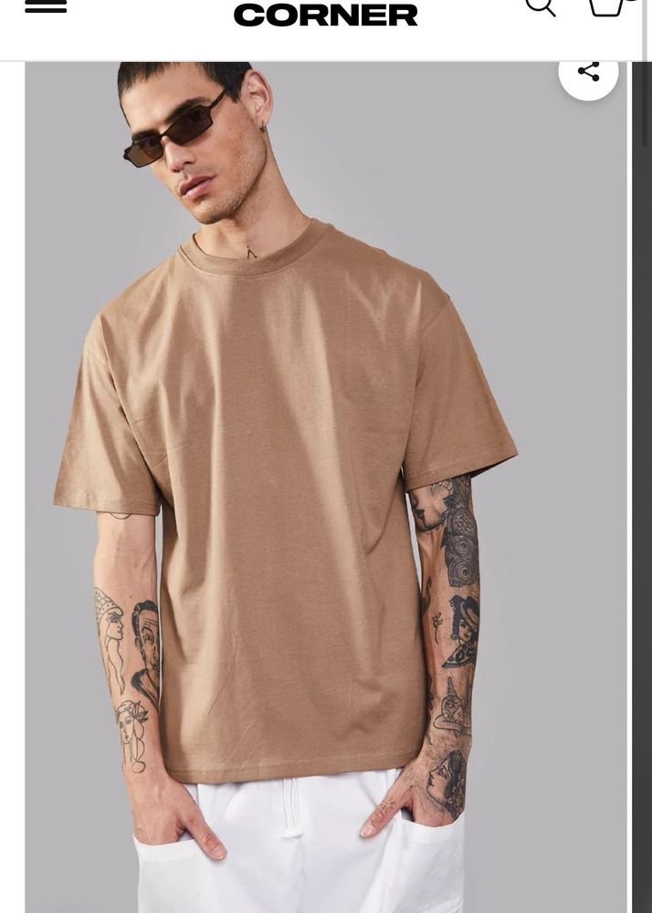 UNUSED Oversized Casual Tan T-Shirt