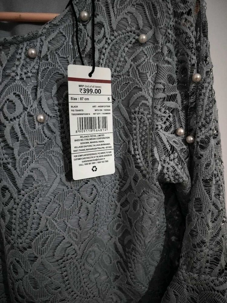 Elegant Lace &amp; Pearl Embellished Top